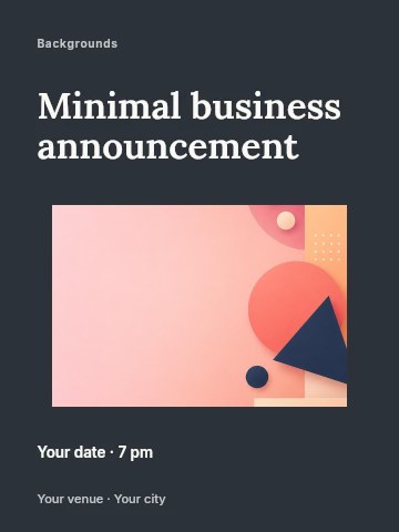 abstract geometric shapes on pastel pink background in Minimal business announcement invitation template