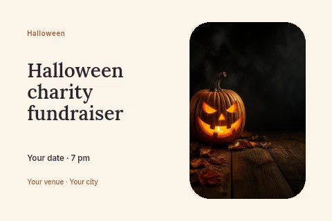 Halloween charity fundraiser postcard template