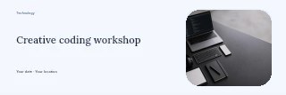 Creative coding workshop banner template · Horizontal photo dialogue