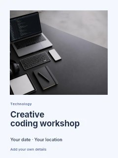 Creative coding workshop invitation template · Gallery editorial
