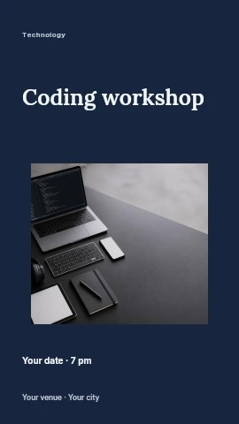 Minimalist workspace with laptop and devices in Coding workshop instagram story template