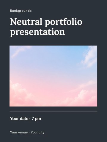 soft pastel sky with clouds in Neutral portfolio presentation invitation template