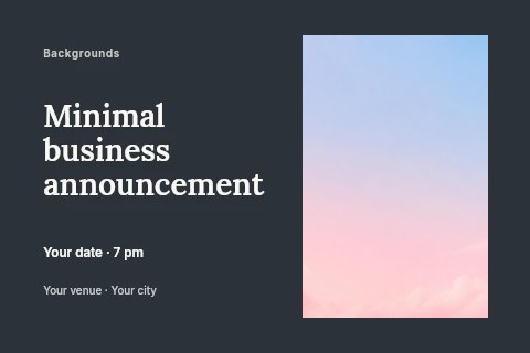 soft pastel sky with clouds in Minimal business announcement postcard template