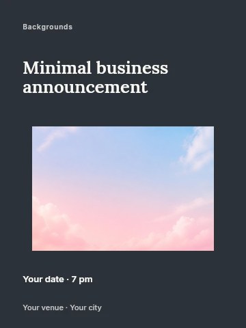 soft pastel sky with clouds in Minimal business announcement poster template