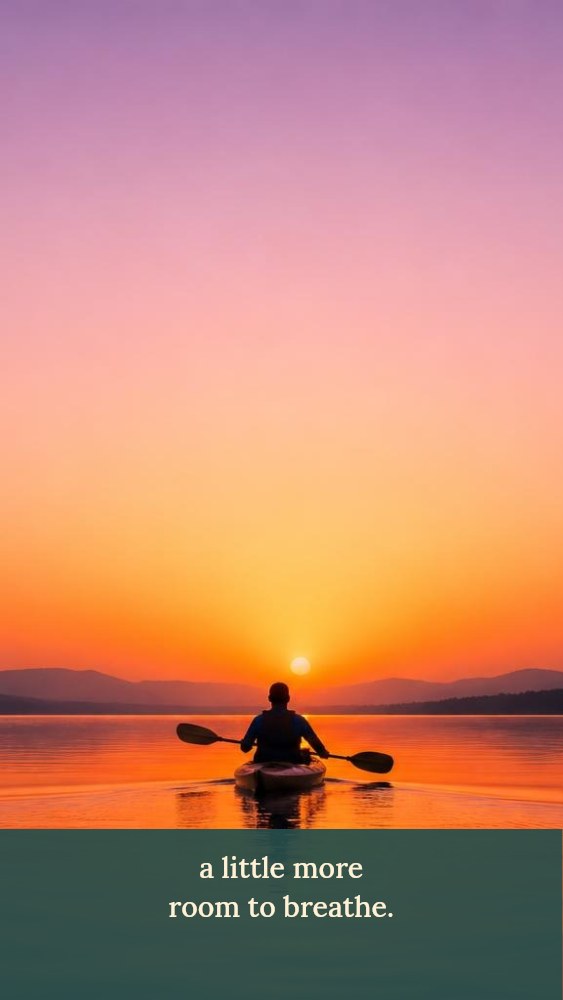 Kayaker at sunset on calm lake in A lake at dawn · Photo wallpaper