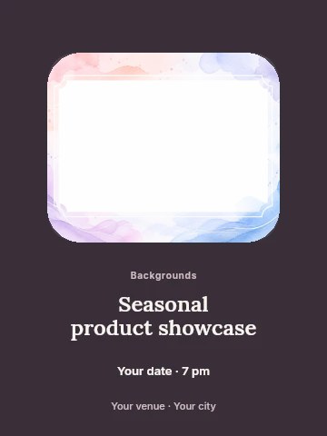 Soft watercolor pastel background with border in Seasonal product showcase poster template