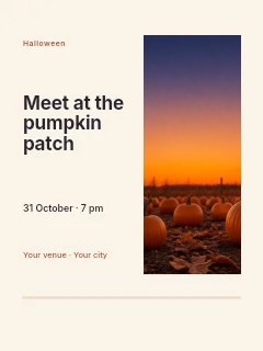 Pumpkin Patch at Sunset with Scarecrow in Pumpkin patch visit photo layout · Split portrait