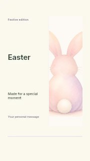 Pastel watercolor bunny back view in Easter · Split portrait
