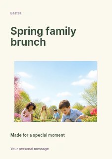 Children enjoying outdoor Easter egg hunt in Spring family brunch · Modern programme