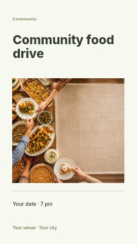 Sharing a homemade meal together in Community food drive instagram story template