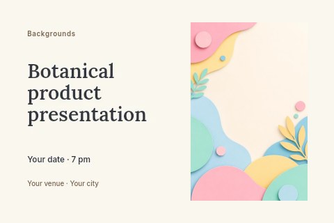 Pastel abstract paper cutout floral background in Botanical product presentation postcard template