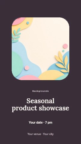 Pastel abstract paper cutout floral background in Seasonal product showcase instagram story template