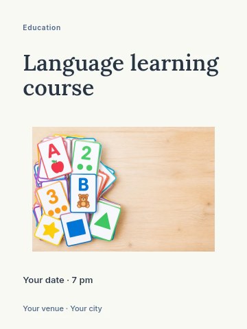 Language learning course poster template