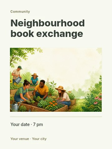 Neighbourhood book exchange invitation template