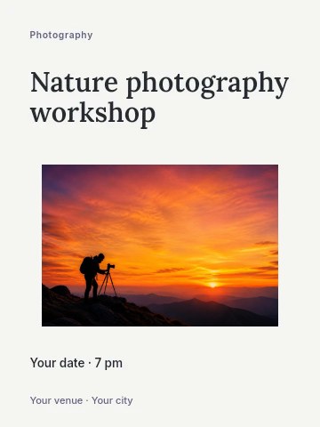 Nature photography workshop invitation template