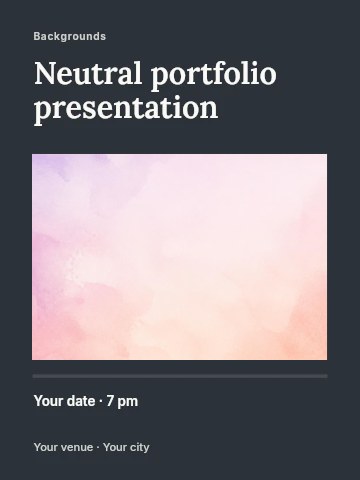 Soft pastel watercolor background in Neutral portfolio presentation invitation template