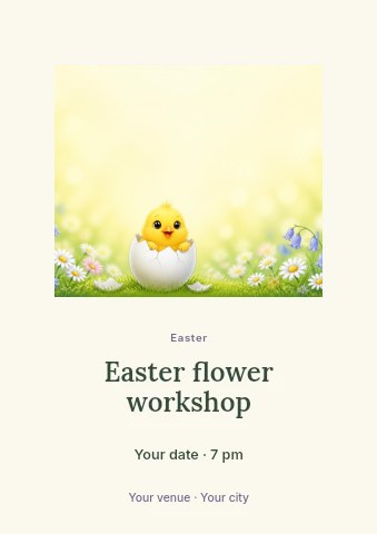 Easter flower workshop flyer template