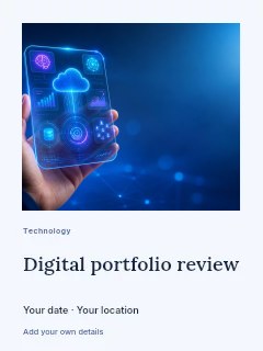 Digital portfolio review invitation template · Gallery editorial