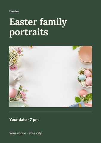 Easter family portraits flyer template