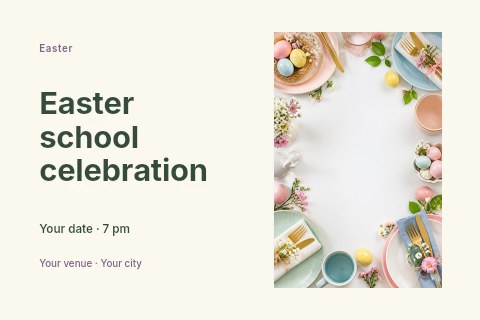Easter school celebration postcard template