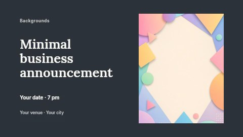 Colorful geometric shapes frame background in Minimal business announcement banner template