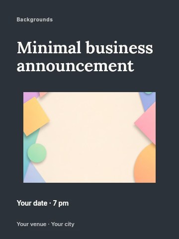 Colorful geometric shapes frame background in Minimal business announcement invitation template