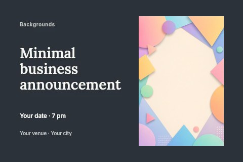 Colorful geometric shapes frame background in Minimal business announcement postcard template
