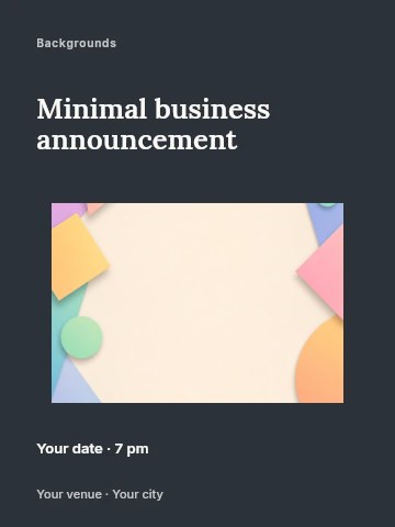 Colorful geometric shapes frame background in Minimal business announcement poster template