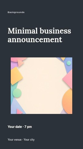 Colorful geometric shapes frame background in Minimal business announcement instagram story template