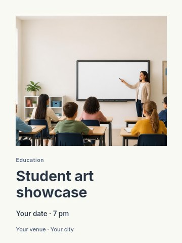 Student art showcase invitation template