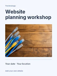 Website planning workshop invitation template · Title & photograph