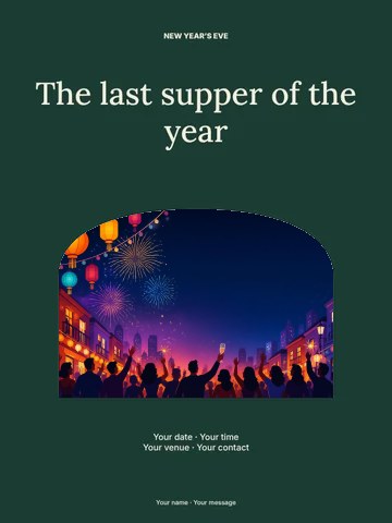 New Year’s Eve supper photo layout poster template