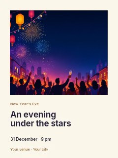 New Year’s Eve starlight party photo layout · Gallery editorial