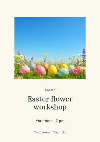 Easter flower workshop flyer template
