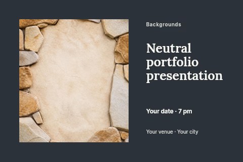 Empty beige stone frame background in Neutral portfolio presentation postcard template
