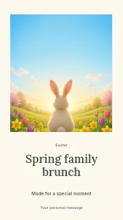 Easter Bunny in Spring Flower Field in Spring family brunch · Quiet photo gallery