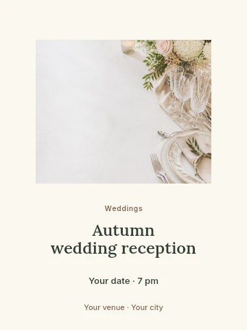 Autumn wedding reception poster template