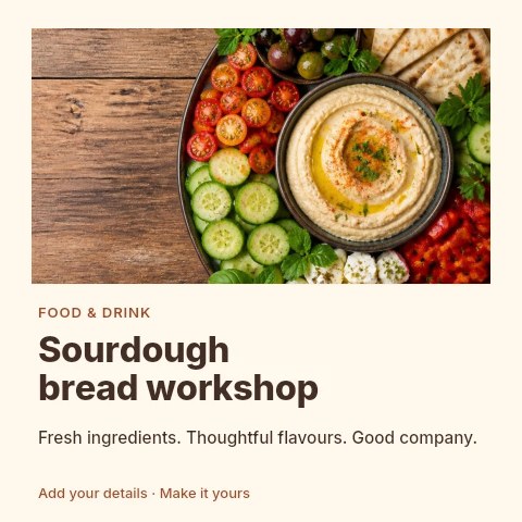 Sourdough bread workshop social media post template