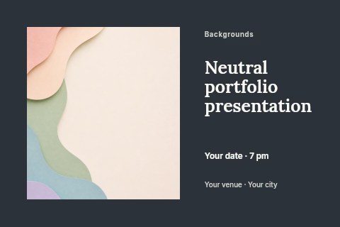 paper layers pastel background with curves in Neutral portfolio presentation postcard template