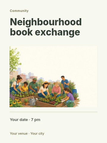 Neighbourhood book exchange poster template