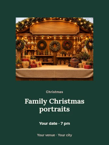 Family Christmas portraits poster template