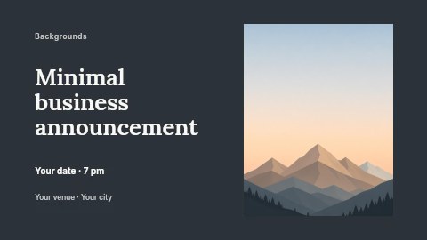 Minimalist geometric mountain landscape in Minimal business announcement banner template
