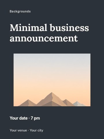 Minimalist geometric mountain landscape in Minimal business announcement invitation template