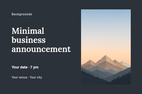 Minimalist geometric mountain landscape in Minimal business announcement postcard template