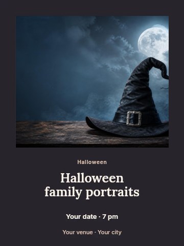 witch hat under full moon night in Halloween family portraits poster template