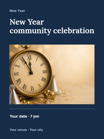 vintage clock with new year party decorations in New Year community celebration poster template