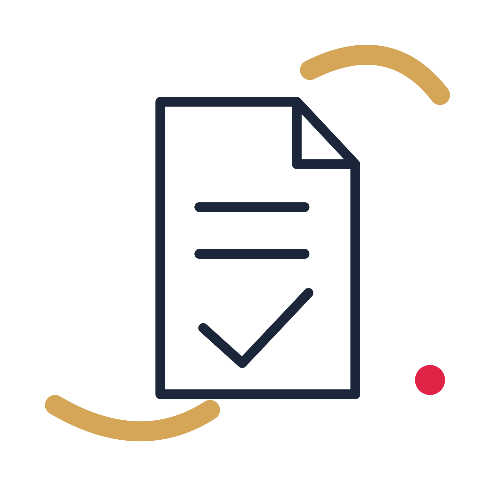 Approved business document in a duotone drawing with clear rounded lines.