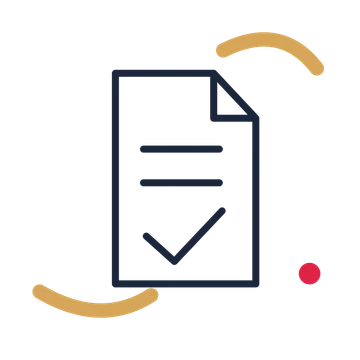 Approved business document in a duotone drawing with clear rounded lines.