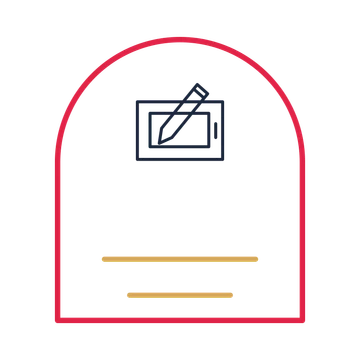 A arch label composition featuring digital drawing tablet for Art & design designs.
