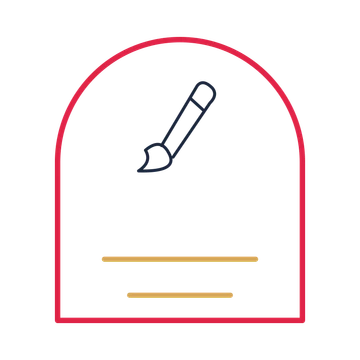 A arch label composition featuring artist paintbrush for Art & design designs.